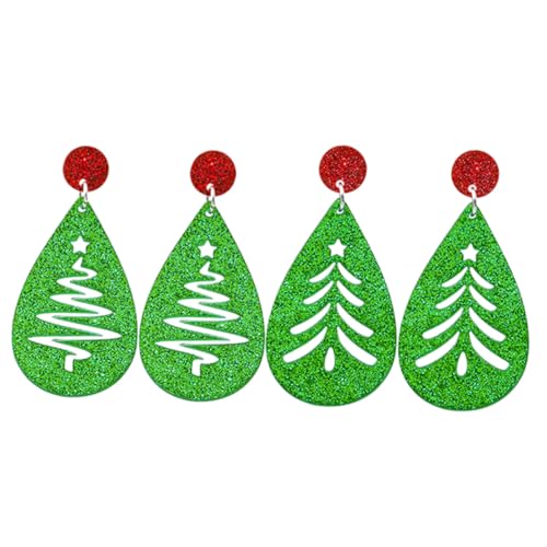 FRCOLOR 2 Paare Modische Weihnachtsbaum Ohrringe Hollow Design Festlicher Leichte Metall Kombination Baumelnde Kostüm Schmuckstücke für Frauen Hautfreundlich Einzigartiger Stil von FRCOLOR