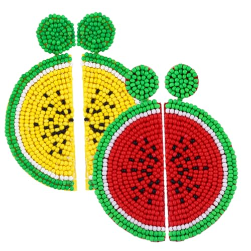FRCOLOR 2 Paare Perlenohrringe mit Wassermelonen Anhänger Damen Ohrringe in Gelb und Rot Leichte Ohrhänger für Alltag und Party Stilvolle Schmuckaccessoires FRCOLOR 2 Paare Perlenohrringe mit Wassermelonen Anhänger Damen Ohrringe in Gelb und Rot Leichte Ohrhänger für Alltag und Party Stilvolle Schmuckaccessoires von FRCOLOR