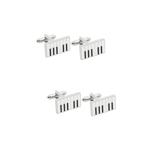 FRCOLOR 2 Paare Piano Manschettenknöpfe für Herren Klaviertastatur Cufflinks Perfektes Hemdzubehör für Hochzeiten Business Meetings Besondere Anlässe Glänzende Oberfläche Komfortabler von FRCOLOR