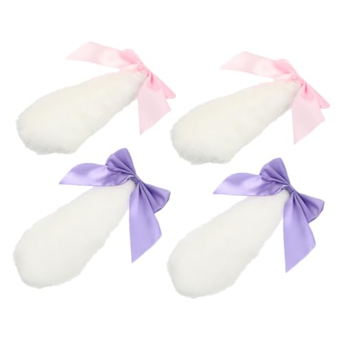 FRCOLOR 2 Paare Plüsch Hasenohren Haarspangen mit Schleifen Weiche Kaninchen Ohr Haarklammern für Mädchen Niedliche Haaraccessoires Cosplay Doppelte Packung Hellrosa von FRCOLOR