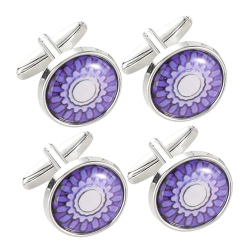 FRCOLOR 2paare Manschettenknöpfe Für Herrenhemden Runde Manschettenknöpfe Mit Blumenmotiv Für Umschlagmanschetten Passend Für Hochzeiten Partys Und Geschäftstreffen von FRCOLOR