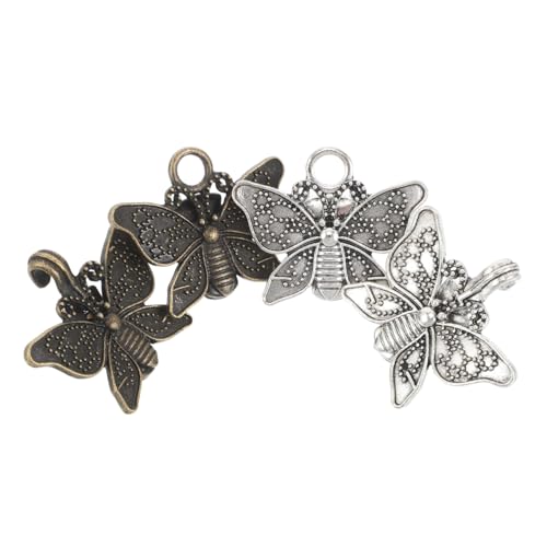 FRCOLOR 2 Paare Vintage Butterfly Pullover Clips Metall Kleidung Clips für Frauen Abnehmbare Schalschnallen Taillenklemmer für Cardigans und Kleider Antik Silber und Antik Bronze von FRCOLOR