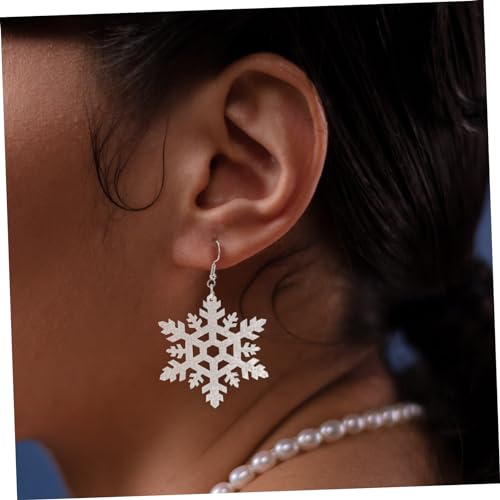 FRCOLOR 2 Paare Weihnachts Schneeflockenohrringe Silberne Glitzer Ohrringe Schneeflocken Ohrringe für Damen Festliche Ohrhänger für Weihnachten und Alltag von FRCOLOR