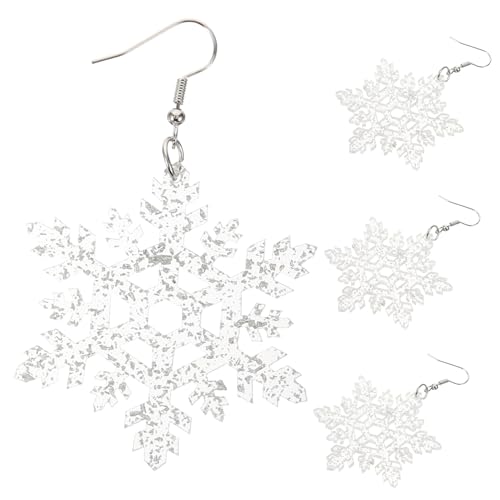 FRCOLOR 2 Paare Weihnachtsohrringe Damen Silber Schneeflocken Sequin Ohrhänger Festliche Schmuck Party von FRCOLOR