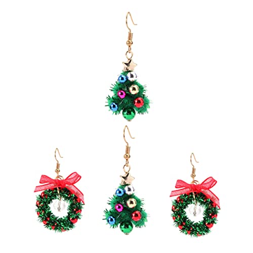 FRCOLOR 2 Paare Weihnachtsohrringe Damen Weihnachtskranz Ohranhänger Festliche Party Schmuck für Weihnachten und Feierlichkeiten von FRCOLOR