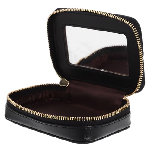 FRCOLOR 2stücke Kosmetiktasche Mit Spiegel Eleganter Make-up Organizer Für Lippenstift Kleine Für Unterwegs Damen Schwarz Und Praktisch von FRCOLOR