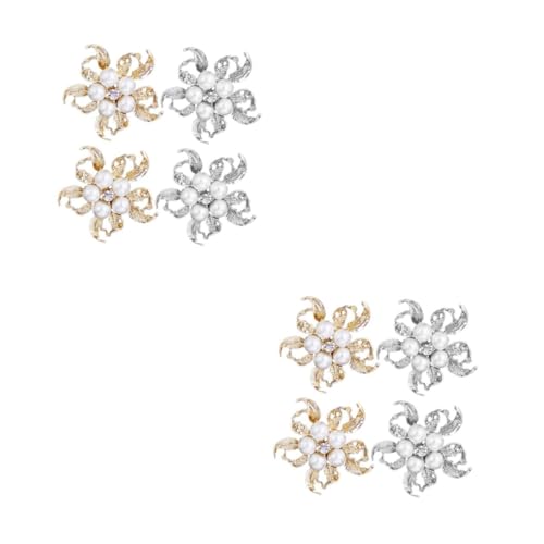 FRCOLOR 2 Sätze Blütenbroschen Legierung Mit Perlen Hochwertige Anstecknadeln Für Frauen Vielseitiges Modisches Accessoire Silber Für Kleidung Outfits 4 Stücke * 2 von FRCOLOR