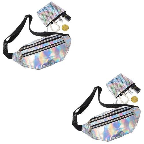 FRCOLOR 2 Sätze Damen Waist Bag Hochwertigem Verstellbarer Gurt Reißfest mit Passender Münztasche für Festivals Partys Modisches Accessoire von FRCOLOR