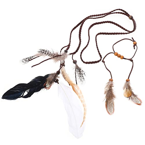 FRCOLOR 2 Sets Vintage Plume Stirnband Armband Set Headwear für Mädchen Tribal Haar Zubehör von FRCOLOR