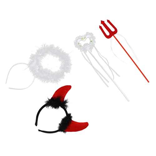 FRCOLOR 2 Sätze Federflügel Stirnband Sockelleiste Eicheln Halloween- -Kopfschmuck Netz Teufel Federflügel Federhaarreif-Set Feder Engel Teufel liefert Requisiten verkleiden Federkarton von FRCOLOR