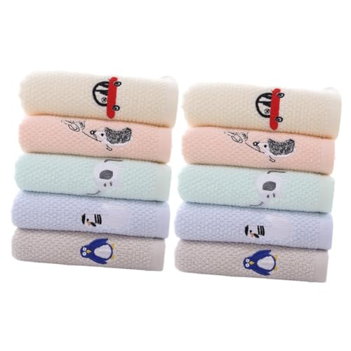 FRCOLOR 2 Sätze Gesichtshandtuch Für Kinderhandtücher Handtuch Baumwollhandtuch Saugfähig Cartoon-handtuch Baumwollhandtücher Waschlappen Baumwolle 5 Stück * 2 von FRCOLOR
