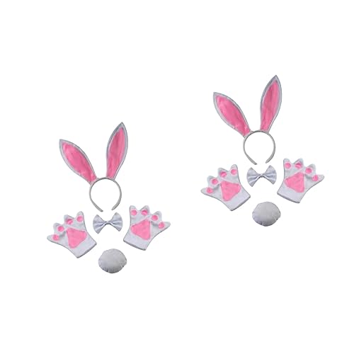 FRCOLOR 2sätze Shaped Hair Hoop Set Mit Bow Tie Und Handschuhen Für Mädchen Teiliges Cosplay Kostümzubehör Weiß Für Partys Und Bühnenaufführungen von FRCOLOR