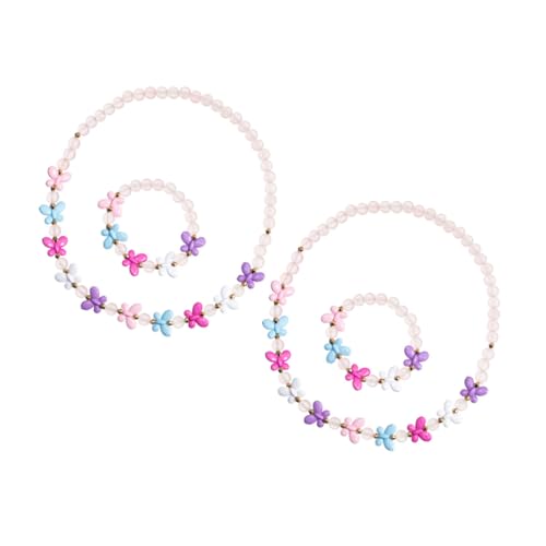 FRCOLOR 2 Sätze Handgefertigtes Schmuckset für Mädchen Halskette Armband mit Schmetterlingen Perfekter Kinderschmuck für Partys und Besondere Anlässe Teiliges aus Feinen Perlen und von FRCOLOR