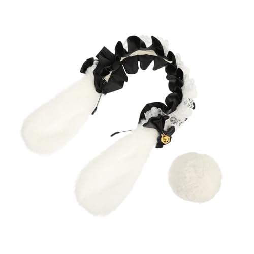 FRCOLOR 2 Sätze Hasenohr Stirnband Lustiger Hase bauschige Kleider Pelzkleid kaninchenohren hasenohren Kaninchen-Cosplay-Kleider Kaninchen-Cosplay-Kostüm Plüschstoff Black von FRCOLOR