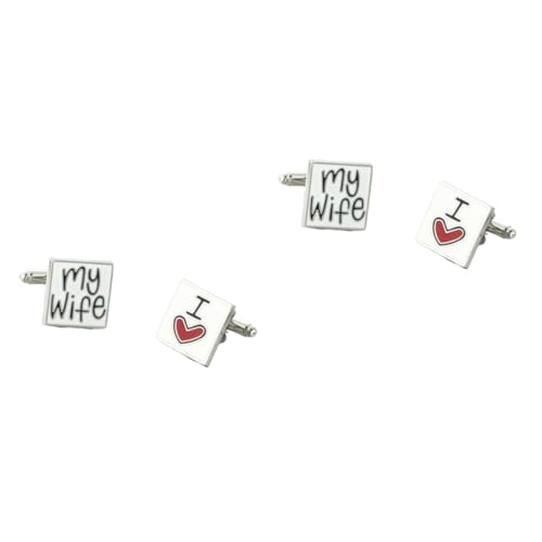 FRCOLOR 2 Sätze Hochzeitsanniversary Manschettenknöpfe Für Herren Elegantes Hemd Manschetten Ornament Manschettenknopf Dekoration Für Männer Zu Besonderen Anlässen 2 Stück * 2 von FRCOLOR