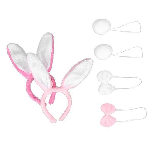 FRCOLOR 2 Sätze Kaninchen-anzug Cosplay-zubehör Festivalversorgung Halloween-fliege- Wiederverwendbare Hasenohren Cosplay-versorgung Wiederverwendbarer Hasenschwanz Polyester von FRCOLOR