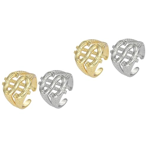 FRCOLOR 2 Sätze Offene Finger Ringe Hip Hop Dollarzeichen Ringe Für Herren Verstellbare Schmuckstücke Für Partys Für Männer Teenager 2 Stück * 2 von FRCOLOR