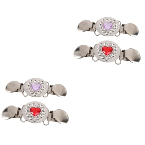 FRCOLOR 4stücke Wasserdiamant Broschen Clip Für Kleidung Retro Duckbill Clip Für Schal Und Cardigan Herz-design Rot Und Modisches Accessoire Für Damen Und von FRCOLOR