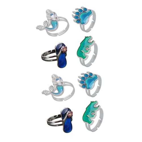 FRCOLOR 2 Sätze Stimmungsringe Mit Farbwechsel Einstellbare Thermochromische Finger Ringe Für Damen Herren Modischer Schmuck 4 Stücke * 2 von FRCOLOR