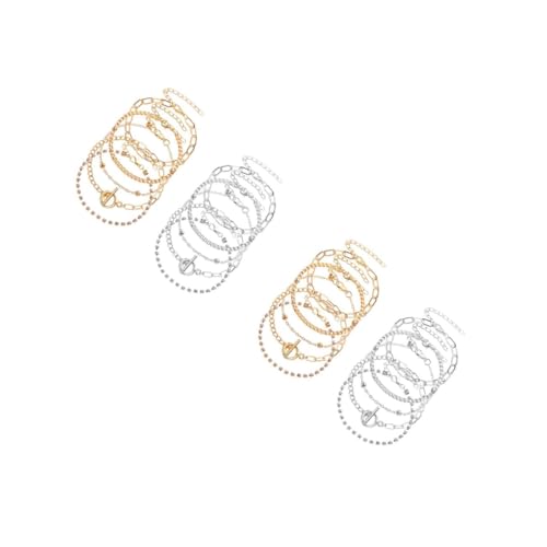 FRCOLOR 2 Sätze Teiliges Bohemian Style Armband Fußkettchen Für Damen Silber Verstellbare Langlebige Schmuckstücke Im Einzigartigen Design Für Besondere Anlässe 10 Stück * 2 von FRCOLOR