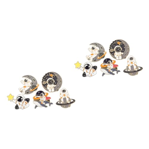 FRCOLOR 2 Sätze Teiliges Cartoon Astronaut Broschen Langlebigem Metall Niedliche Anstecknadeln Für Jacken Taschen Hüte Perfektes Für Freunde 5 Stück * 2 von FRCOLOR