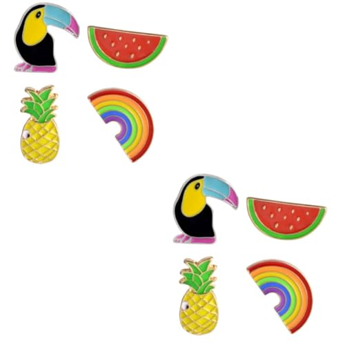 FRCOLOR 2 Sätze Teiliges Creative Rainbow Pineapple Toucan Broschen Für Damen Lustige Cartoon Broschen Für Kleidung Taschen Hüte Schals Dekoration Für Modebewusste 4 Stücke * 2 von FRCOLOR