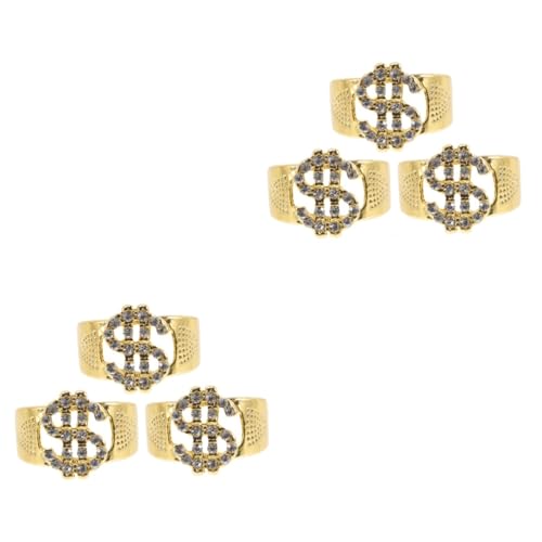 FRCOLOR 2 Sätze Teiliges Dollarzeichenring Für Männer Frauen Verstellbare Schmuckringe Im Punk Für Cosplay Halloween Partys 3 Stücke * 2 von FRCOLOR