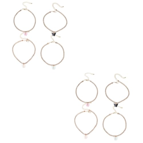 2 Sätze Teiliges Fußkettchen Mit Glitzersteinchen Für Frauen Boho Inspirierte Fußschmuck Leicht Hautfreundlich 4 Stück * 2 von FRCOLOR
