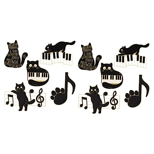 FRCOLOR 2 Sätze Teiliges Katzenmusik Brosche Anstecker Kawaii Cartoon Pin Für Kleidung Taschen Schwarze Katzen Piano Noten Für Katzenliebhaber Langlebiges Design Hochwertigem 5 Stück * 2 von FRCOLOR