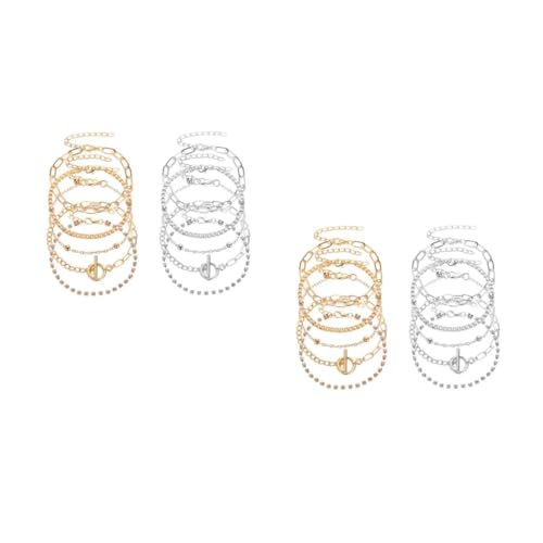 FRCOLOR 2 Sätze Teiliges Verstellbare Boho Fußkettchen Armbänder Für Frauen Schmuckaccessoires Silber Für Einfach Zu Kombinieren 10 Stück * 2 von FRCOLOR