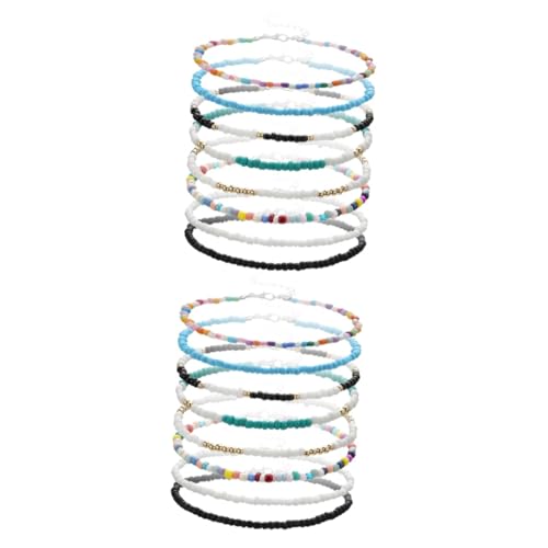 2 Sätze Teiliges Verstellbares Fußkettchen Bunten Perlen Handgemachte Fußkette Für Frauen Modisches Accessoire Für Sommeroutfits Für Strand Freizeitlooks 8 Stück * 2 von FRCOLOR