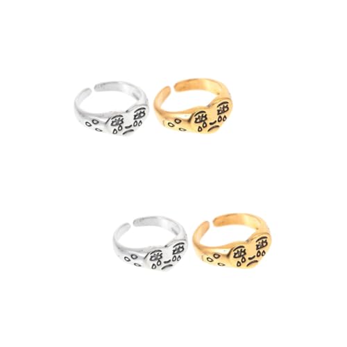 FRCOLOR 2 Sätze Verstellbare Finger Ringe Mit Weinen Gesichtsdesign Offene Fingerringe Für Damen Stilvoller Schmuck Für Partys 2 Stücke * 2 von FRCOLOR