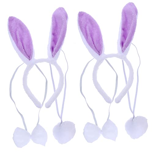 FRCOLOR 2satz Teiliges Kaninchenohren Haarreif Mit Schleife Und Lustiges Cosplay Accessoire Für Kostümpartys Ostern Und Adorable Headdress Für Erwachsene von FRCOLOR