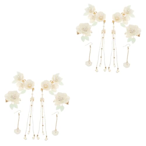 FRCOLOR 2 Sets Chinesische Klassische Kopfbedeckung Tiara Für Mädchen Damen Haarschmuck Haarspangen Für Mädchen Haarspange Clip Ohrringe Damen Haarspangen Mädchen Haarnadel von FRCOLOR