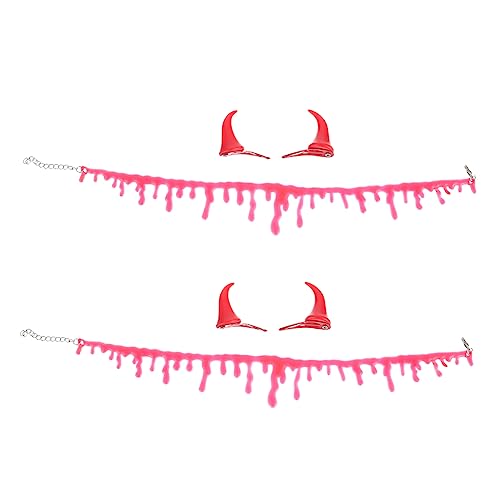 FRCOLOR 2sätze Teufelshörner Haarschmuck Und Halskette Für Halloween Teiliges Mit Haarspangen Und Einzigartiger Kette Für Erwachsene Für Kostümparty Und Cosplay von FRCOLOR
