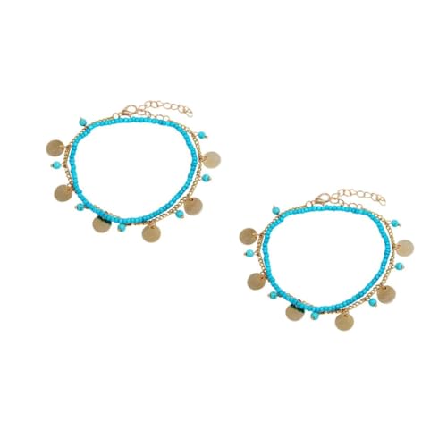2 Stck. Goldene Fußkette für Damen Stilvolle Schmuck Anklet mit Dekorativem Anhänger für Sommer Strand Party Leicht Hautfreundlich von FRCOLOR