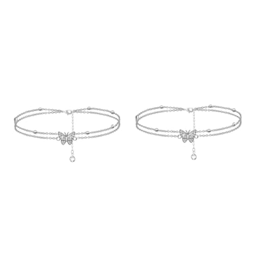 FRCOLOR 2 Stck. Layer Fußkette mit Schmetterlingsanhänger Kreativer Schmuck für Frauen Sommer Fußschmuck Stilvolle Knöchelkette von FRCOLOR