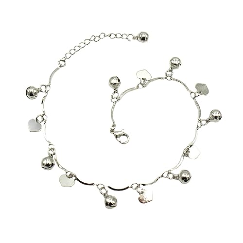 FRCOLOR 2 Stck. Silberne Fußkette mit Herzanhänger Dainty Ankle Chain für Frauen für Strand Party Hochzeit von FRCOLOR