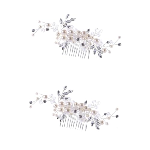 FRCOLOR 2 Stk Kopfschmuck für die Braut haarspange hochzeit haarnadeln hochzeit Braut Haarkamm Haarkämme aus Kristall Tiara Perlenkamm Haarkamm für die Braut Kopfbedeckung Zubehör Bankett von FRCOLOR