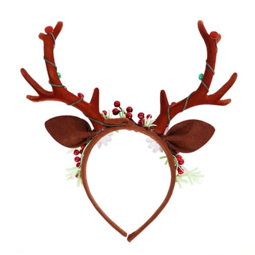 FRCOLOR 2 Stk Leuchtendes Geweih-stirnband Weihnachtskopfkissen Hirsch Stirnbänder Für Rentiergeweih Für Kinder Weihnachtsfeier Kopfschmuck Zweig Kopfbedeckung Flanell Ohr Fräulein Erröten von FRCOLOR