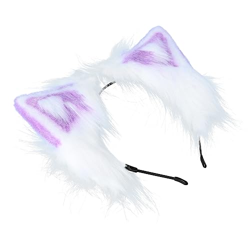 FRCOLOR 2 Stk Stirnband Mit Tierohren Wolf-fuchs-kostüm Haarreifen Mit Wolfsohren Simulierter Haarreif Flauschiges Katzen-stirnband Katzenohr Lolita Violett Handgemacht Damen Plüschstoff von FRCOLOR