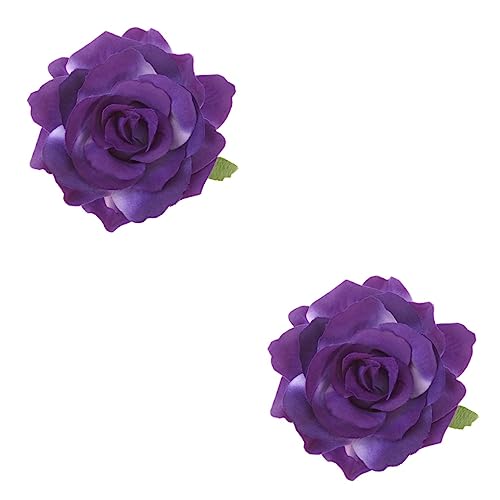 FRCOLOR 2 Stück 2 1 Blumenspangen Für Damen Brosche Retro Blumenbrosche, Blumenhaarspangen Rosafarbene Haarnadel Blumenklammern Blumenstift Rosenclip Violett Mann Hochzeit Blütenkopf von FRCOLOR