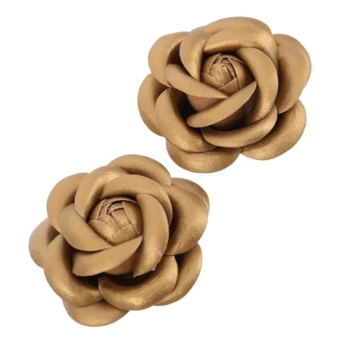 FRCOLOR 2 Stück Abnehmbare Goldene Rosen Schuhclips aus PU für Damen Brautschuhe Blütendekoration für Hochzeit Party und Alltag Luxuriöse Schuhschmuck Verzierung Teiliges von FRCOLOR