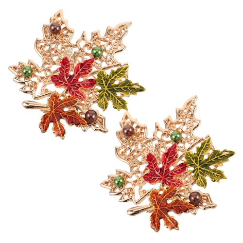 FRCOLOR 2 Stück Ahornblatt Broschen aus Metall für Damen Modische Leichte Cardigan Pins Kreative Herbstschmuck-anstecker für Kleidung Taschen und Accessoires von FRCOLOR