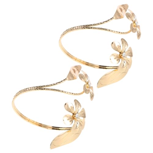 FRCOLOR 2stücke Verstellbare Metall Manschettenarmbänder Für Damen Mit Blumen Und Strass Details Als Vorhang-halter Oder Handgelenkschmuck Schicke Armreifen von FRCOLOR