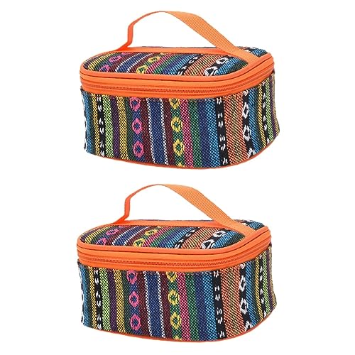 FRCOLOR 2 STK Ethno-Stil Aufbewahrungstasche wasserdichte Aufbewahrungstasche Mittagessen Eimer Jar-Organizer-behälter Kosmetik Picknickkorb Beutel Polyestertuch Handtasche Reisen von FRCOLOR