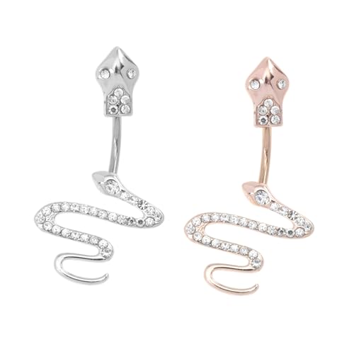 FRCOLOR 2 Stück Bauchnabelpiercing aus Schlangenförmiger Nabelring mit Glatter Oberfläche Hautfreundlich Modisches Schmuckstück für Damen und Mädchen Geeignet für Alltag und Party FRCOLOR 2 Stück Bauchnabelpiercing aus Schlangenförmiger Nabelring mit Glatter Oberfläche Hautfreundlich Modisches Schmuckstück für Damen und Mädchen Geeignet für Alltag und Party von FRCOLOR