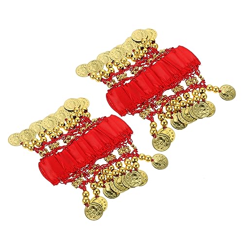 FRCOLOR 2 Stück Bauchtanz Fußkettchen Damen mit Glöckchen Schmuck Leichte Hautfreundliche Fußkette mit Münzanhängern für Tanzperformance Hochzeit Party Karneval Cosplay Zubehör von FRCOLOR
