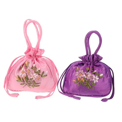 FRCOLOR 2 Stück Bestickte Handtaschen mit Zugbandverschluss Leichte Chinesische Ethno-taschen in Violett und Rosa Handliche Geldbörsen für Frauen Stilvolle Kleine Henkeltaschen als FRCOLOR 2 Stück Bestickte Handtaschen mit Zugbandverschluss Leichte Chinesische Ethno-taschen in Violett und Rosa Handliche Geldbörsen für Frauen Stilvolle Kleine Henkeltaschen als von FRCOLOR