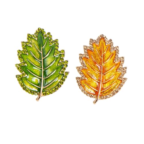 FRCOLOR 2 Stück Blatt Corsage ritauls ritualls Broschen und Anstecknadeln für Damen Herbst-Corsage-Ornament weihnachtsdeko blattförmige Brustnadel Ansteckblume in Blattform Legierung Green von FRCOLOR